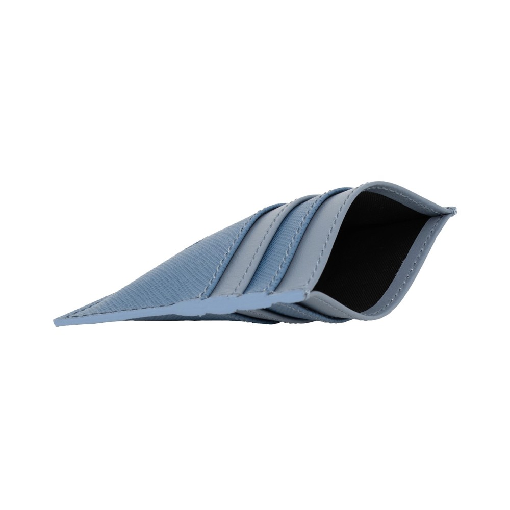 Portacarte di credito pelle celeste, porta documenti tascabile unisex